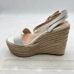 FSJ White Open Toe Platform Wedge High Heel Espadrilles Sandals Ankle Strap Shoe